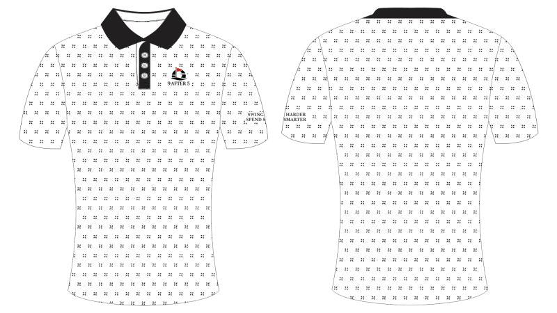 9After5 Golf Diamond Dot Performance Polo – White & Black Collar Edition