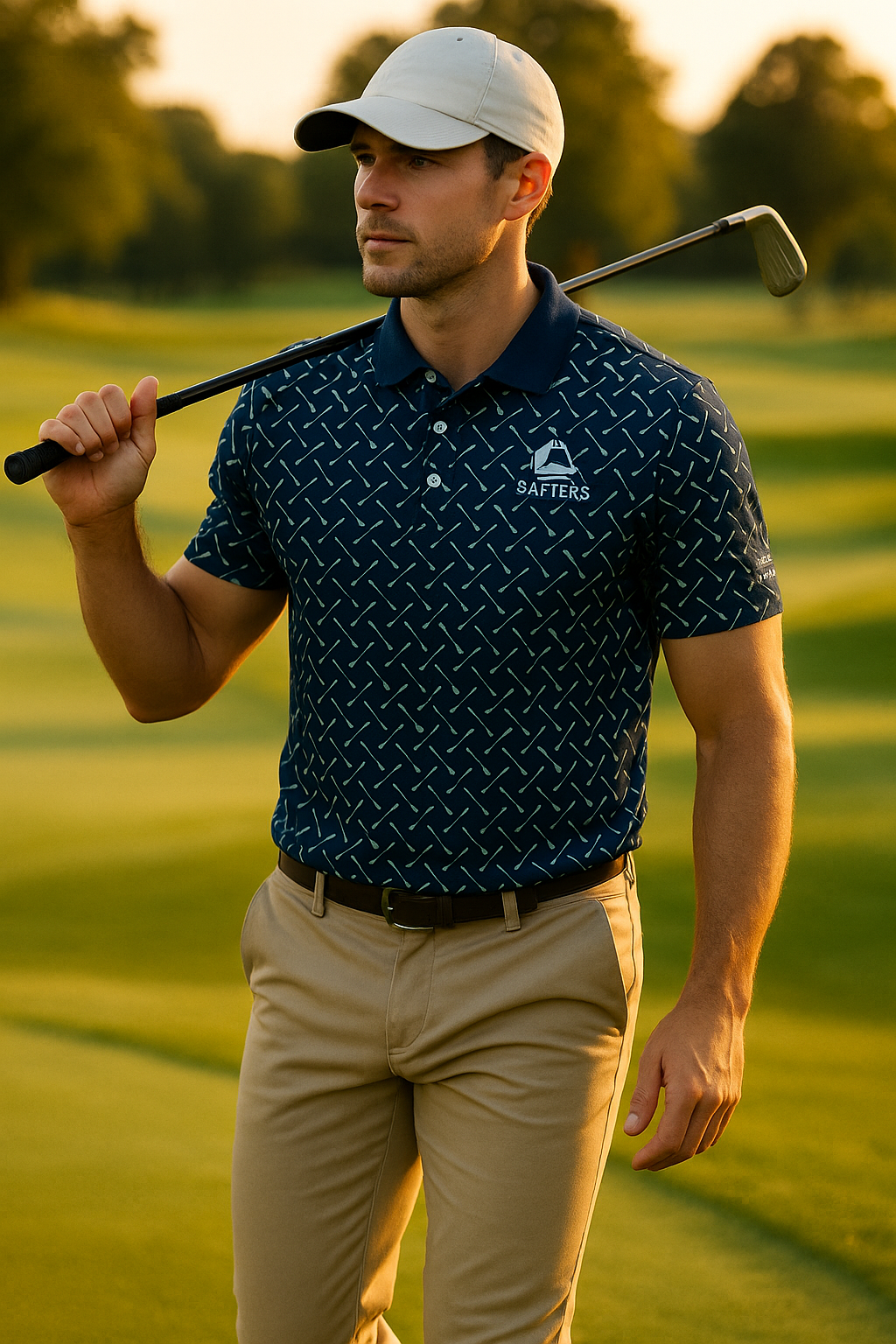 9After5 Golf Polo – Black & Blue Topographic Performance Polo | Premium Moisture-Wicking Golf Shirt for Course & Clubhouse”