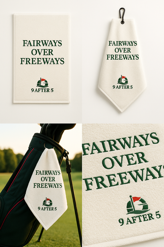 Fairways Over Freeways Golf Towel